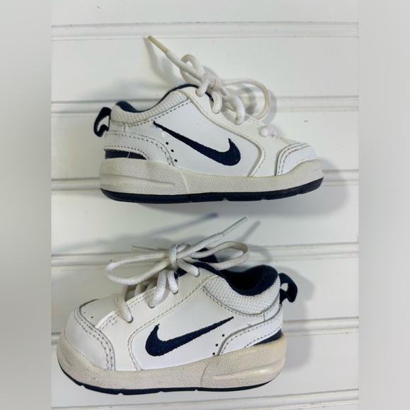 Nike Baby Infant Shoes Sneakers White Blue Size 3C Tie Athletic - Picture 1 of 16